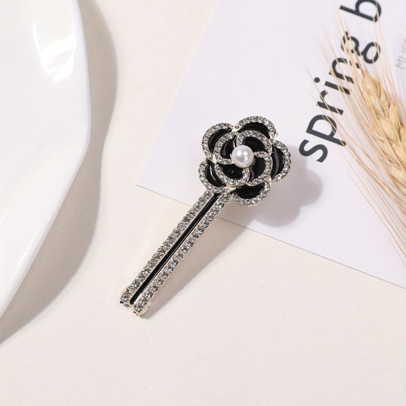Camellia Decor Rhinestone Hair Clip for Women