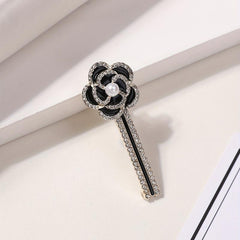 Camellia Decor Rhinestone Hair Clip for Women