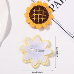 2pcs Baby Girls Sunflower Snap Clip Knitted Hair Clip for Toddlers