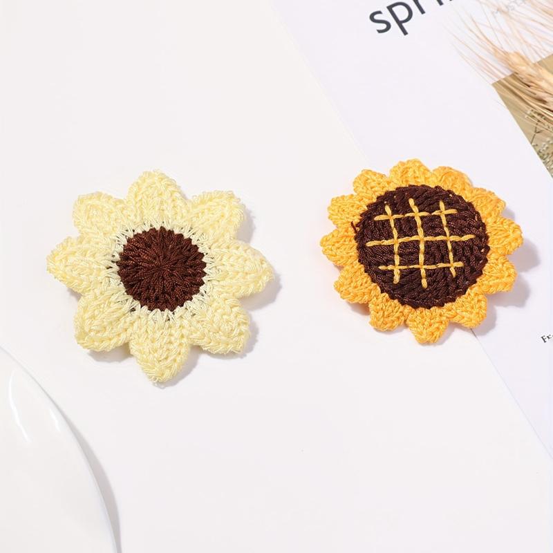 2pcs Baby Girls Sunflower Snap Clip Knitted Hair Clip for Toddlers