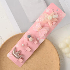 5pcs Girls Sparkling Shinning Hair Clips Plush Snowflake Bow Hairpin
