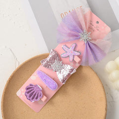 5pcs Girls Sparkling Shinning Hair Clips Plush Snowflake Bow Hairpin