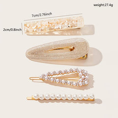 Pearl Zircon Sparkling Hair Clip Set