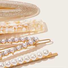 Pearl Zircon Sparkling Hair Clip Set