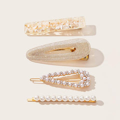 Pearl Zircon Sparkling Hair Clip Set