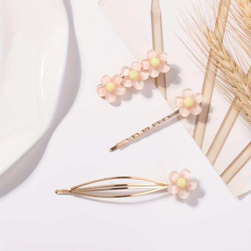 3pcs Flower Hair Clip Bobby Pin Side Clip Bangs Clip Floral Hair Accessories