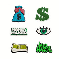16Pcs Green Shoe Charms Cartoon Clogs Sandal PVC Shoe Decoration