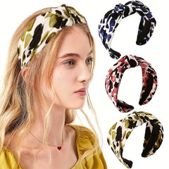 Colorful Leopard Pattern Headband Wide Cross Knotted Hair Band