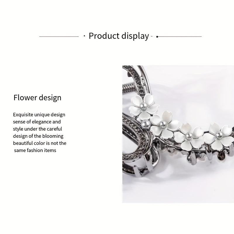 Alloy Antique Floral Clip Zircon Hair Clip Retro Pear Blossom Curved Clip