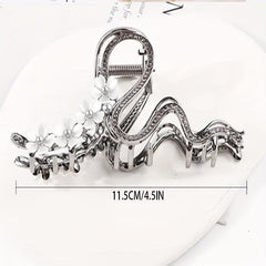 Alloy Antique Floral Clip Zircon Hair Clip Retro Pear Blossom Curved Clip