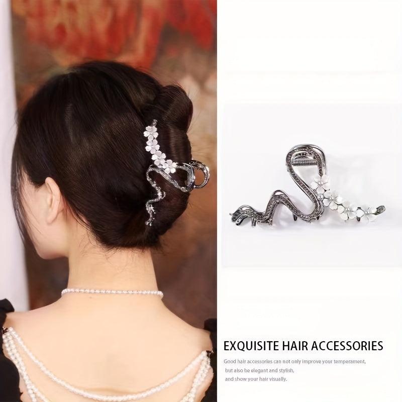 Alloy Antique Floral Clip Zircon Hair Clip Retro Pear Blossom Curved Clip