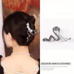 Alloy Antique Floral Clip Zircon Hair Clip Retro Pear Blossom Curved Clip