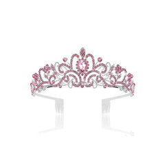 Pink Crystal Tiara Crown Women Girls With Combs