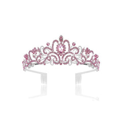 Pink Crystal Tiara Crown Women Girls With Combs