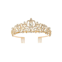 Pink Crystal Tiara Crown Women Girls With Combs