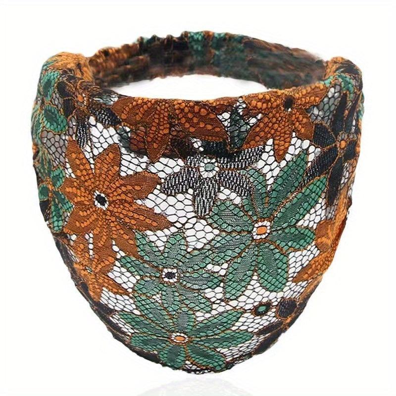 Floral Lace Headband Wide Brim Sports Turban Hair Band