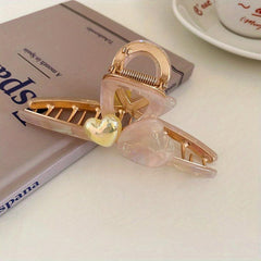 Large Heart Shape Hair Claw Acetate Shark Claw Ponytail Holder