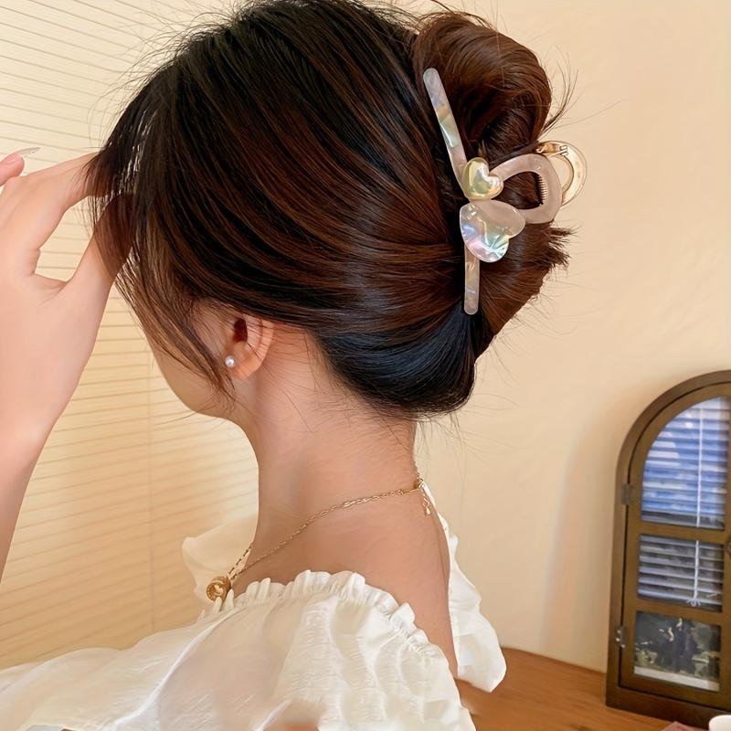 Large Heart Shape Hair Claw Acetate Shark Claw Ponytail Holder