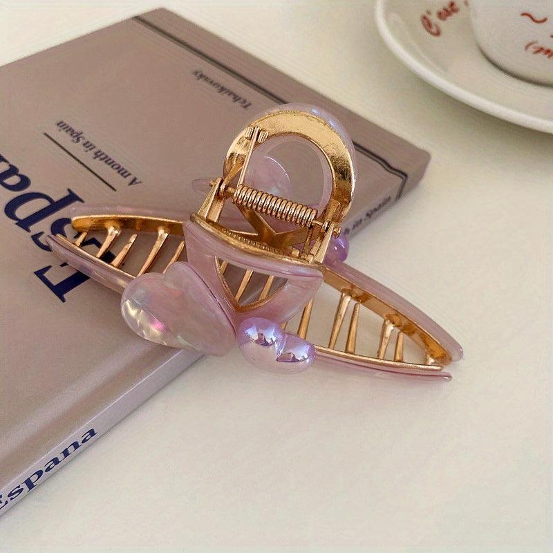 Large Heart Shape Hair Claw Acetate Shark Claw Ponytail Holder