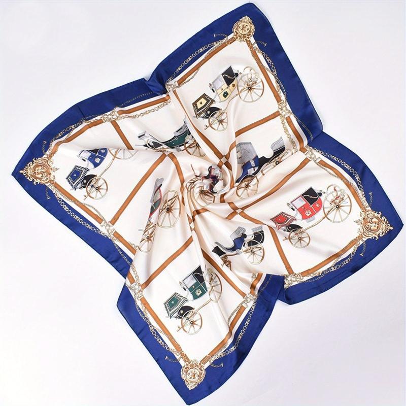 Royal Carriage Chain Pattern Printed Hair Scarf for Women