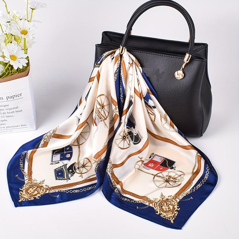 Royal Carriage Chain Pattern Printed Hair Scarf for Women
