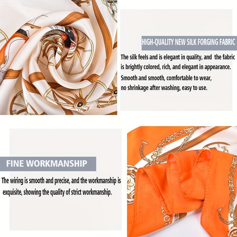 Royal Carriage Chain Pattern Printed Hair Scarf for Women