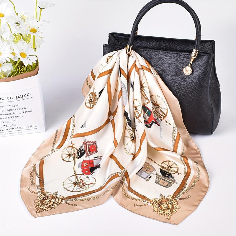 Royal Carriage Chain Pattern Printed Hair Scarf for Women