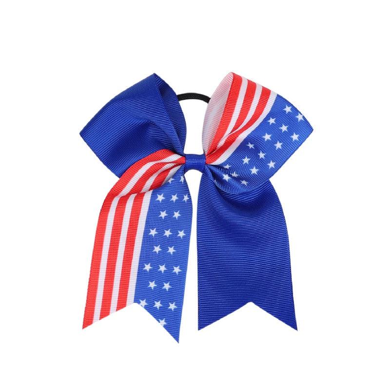 American Flag Hair Tie Ribbon Bow Hair Rope Ponytail Holder Hair Accessory