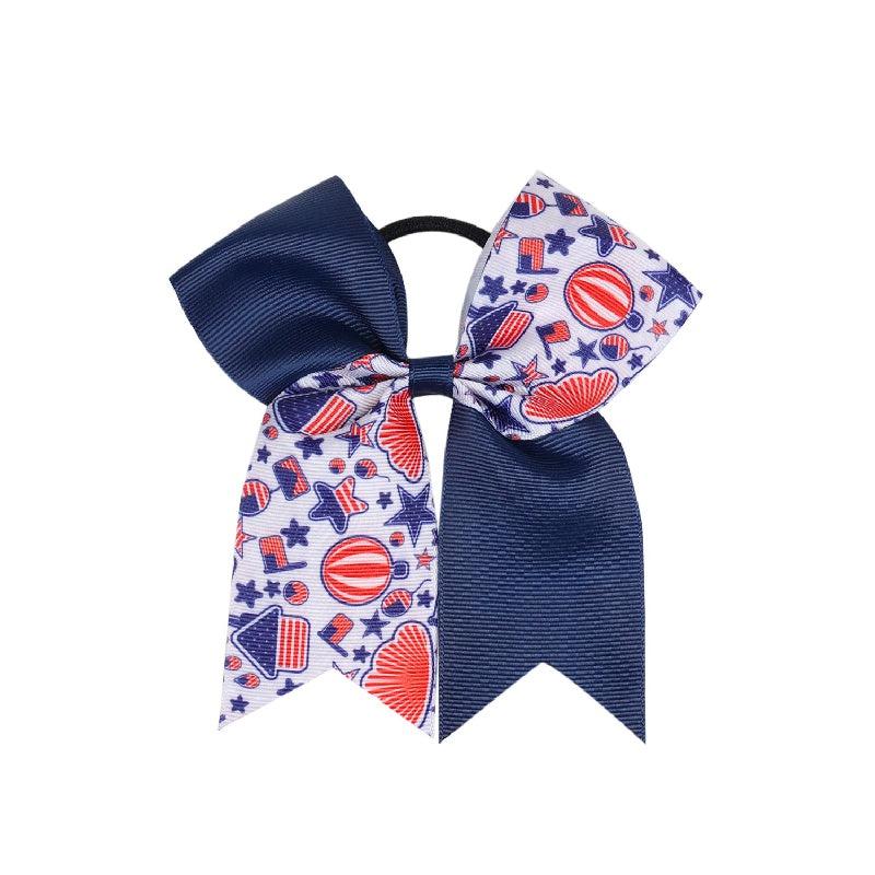 American Flag Hair Tie Ribbon Bow Hair Rope Ponytail Holder Hair Accessory