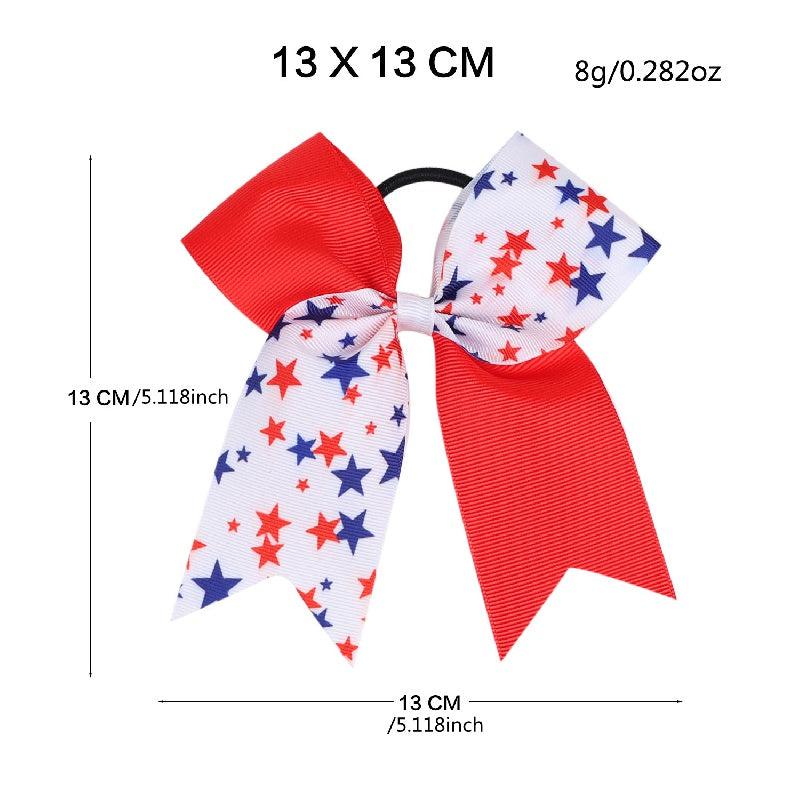 American Flag Hair Tie Ribbon Bow Hair Rope Ponytail Holder Hair Accessory