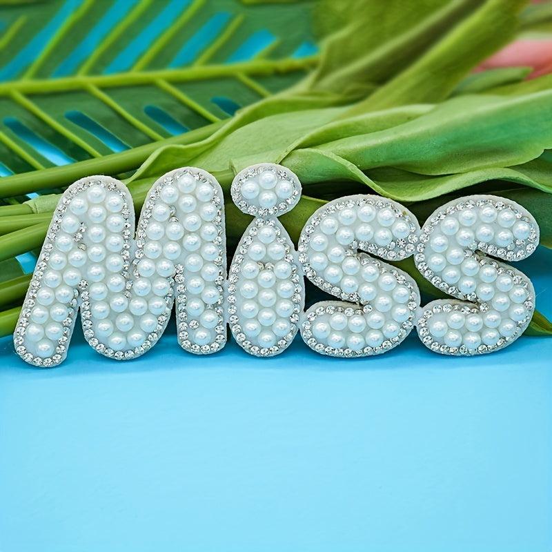 10pcs Pearl Rhinestone Stickers Clothing Bag Patches Non-woven Decor