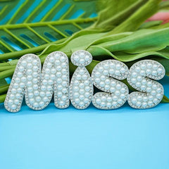 10pcs Pearl Rhinestone Stickers Clothing Bag Patches Non-woven Decor