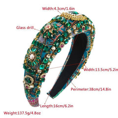 Rhinestone Wide Headband for Women Crystal Padded Hairband
