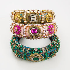 Rhinestone Wide Headband for Women Crystal Padded Hairband