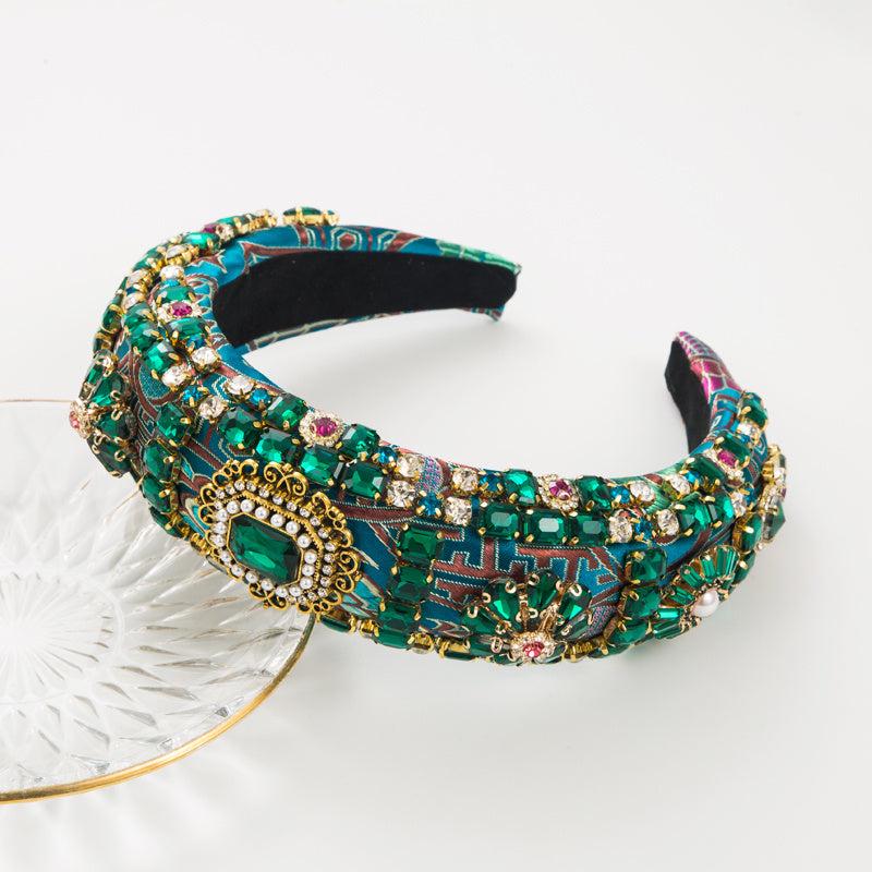 Rhinestone Wide Headband for Women Crystal Padded Hairband