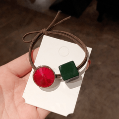 Hair Rope Candy Square Hair Ring Rhinestone Women's Rubber Band