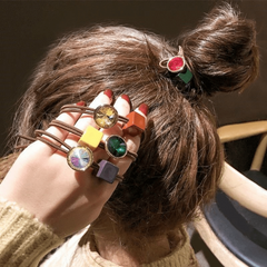 Hair Rope Candy Square Hair Ring Rhinestone Women's Rubber Band