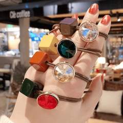 Hair Rope Candy Square Hair Ring Rhinestone Women's Rubber Band