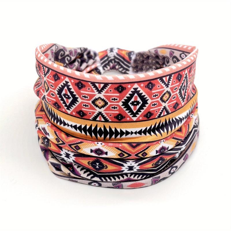 Geometric Print Boho Headband Elastic Hair Band Yoga Sport Head Wrap