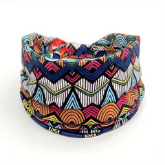 Geometric Print Boho Headband Elastic Hair Band Yoga Sport Head Wrap