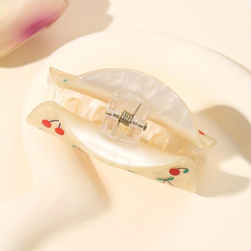 Cherry Pattern Hair Claw Style Hair Claw Women Girls Ponytail Holder Clip
