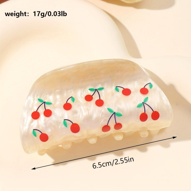 Cherry Pattern Hair Claw Style Hair Claw Women Girls Ponytail Holder Clip