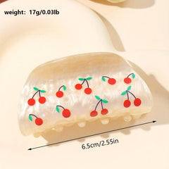 Cherry Pattern Hair Claw Style Hair Claw Women Girls Ponytail Holder Clip