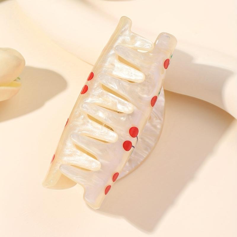Cherry Pattern Hair Claw Style Hair Claw Women Girls Ponytail Holder Clip