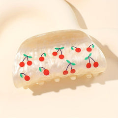 Cherry Pattern Hair Claw Style Hair Claw Women Girls Ponytail Holder Clip