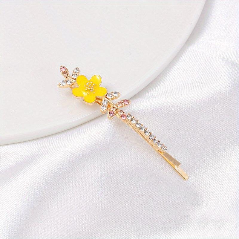 Rhinestone Flower Hair Clip Bobby Pin for Women