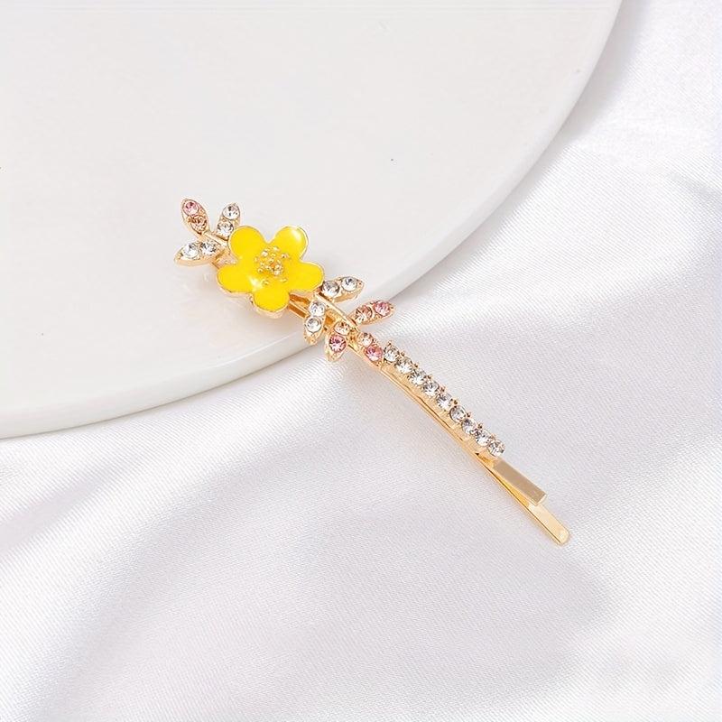 Rhinestone Flower Hair Clip Bobby Pin for Women
