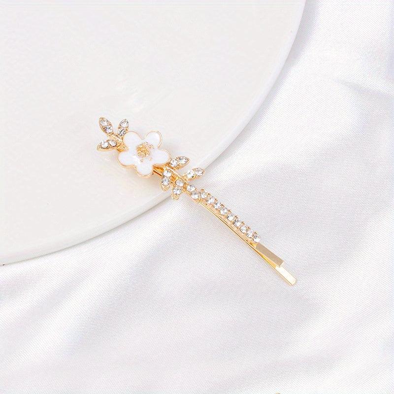 Rhinestone Flower Hair Clip Bobby Pin for Women