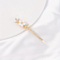 Rhinestone Flower Hair Clip Bobby Pin for Women