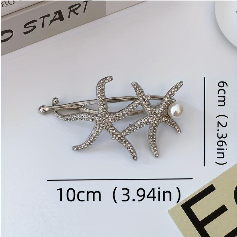 Starfish Rhinestone Hair Clip Set Faux Pearl Hair Accessories